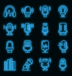 Podcast Icons Set Neon