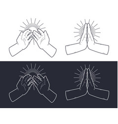 Folded Prayer Hands With Sun Sketch Icon