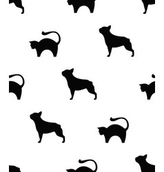 Frenchie And Cat Seamless Pattern