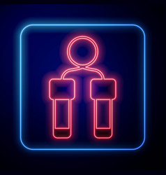 Glowing Neon Jump Rope Icon Isolated On Black