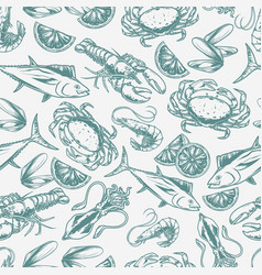 Delicious Seafood Pattern Seamless Monochrome