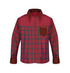 Red Checkered Buttoned Shirt With Long Sleeves