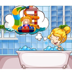 Girl Daydreaming In The Bathtub