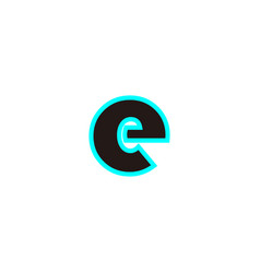 Letter E Neon Blue Geometric Symbol Simple Logo