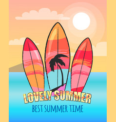 Lovely Summer Advertising Poster Of Surfboards