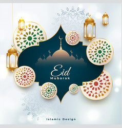 Realistic 3d Eid Mubarak Festival Greeting Design