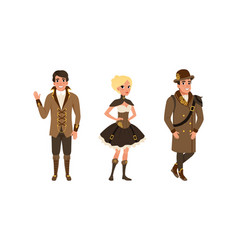 Steampunk People Setmale And Female Persons