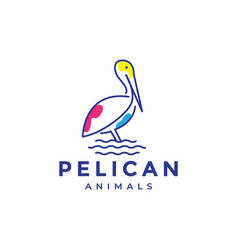 Line Art Abstract Bird Pelican Logo Design