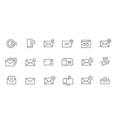 Mailbox Line Icon Set Letter Send Email Contact