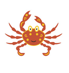 Crab Cartoon Stylized With Ticks And Yellow Spots