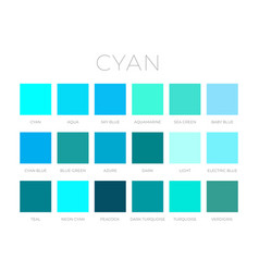 Cyan Blue Color Shades Swatches