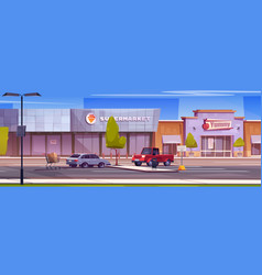 Grocery Supermarket Building With Parking