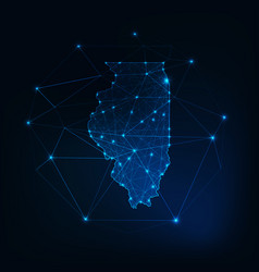 Illinois State Usa Map Glowing Silhouette Made