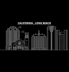 Long Beach Silhouette Skyline Usa - Beach