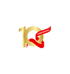 10 Year Anniversary Gold Red Ribbon Template