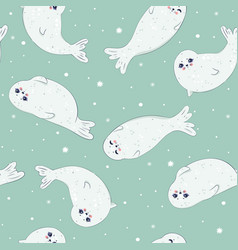 Cartoon Seamless Pattern Of Baby Seal