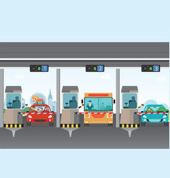 Driver Cars Passing Through To Pay Road Toll