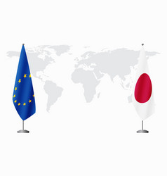 European Union And Japan Flags For Official