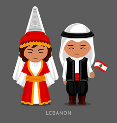 Lebanese In National Dress With A Flag