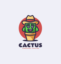 Logo Cactus Mascot Cartoon Style