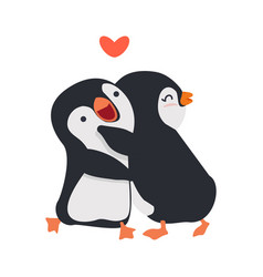 Cute Penguins Couple Hug With Heart