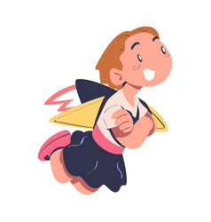 Excited Girl Character With Jetpack Flying