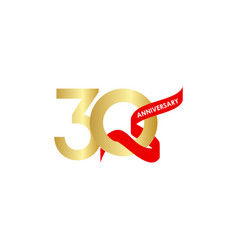 30 Year Anniversary Gold Red Ribbon Template