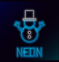 Glowing Neon Line Christmas Snowman Icon Isolated