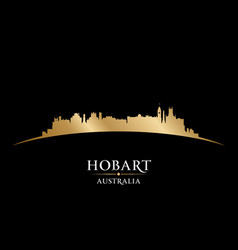 Hobart Australia City Silhouette Black Background