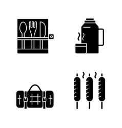 Outdoor Social Gathering Black Glyph Icons Set