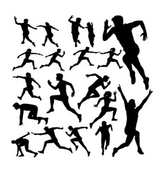 Relay Race Runner Silhouettes