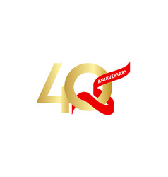 40 Year Anniversary Gold Red Ribbon Template