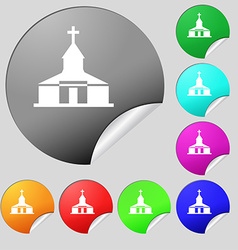 Church Icon Sign Set Of Eight Multi Colored Round