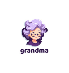 Elderly Woman With Glasses Mascot Logo Design