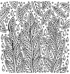 Floral Doodle Line Art Pattern With Summer Rain