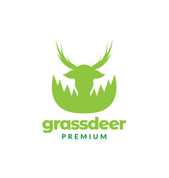 Hide Deer Head With Grass Logo Design Graphic