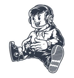 Little Boy Gamer Sticker Monochrome