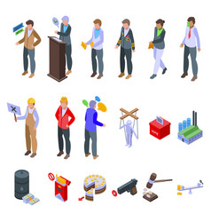 Lobbyist Icons Set Isometric Political