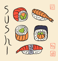 Hand Drawn Sushi Set