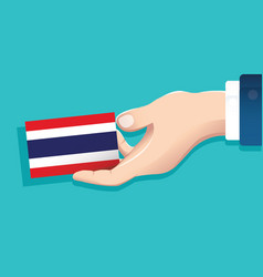 Hand Holding Thailand Flag Card