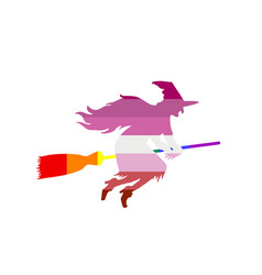 Lesbian Witch Rides A Broomstick In Flight