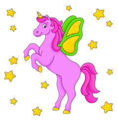 Unicorn With Wings Reared Up Cartoon Character