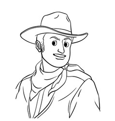 Cowboy In The Desert Isolated Coloring Page