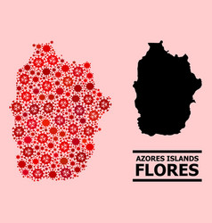 Map Azores - Flores Island - Collage Covid19