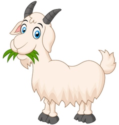 Cartoon Goat Eating Grass