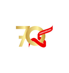 70 Year Anniversary Gold Red Ribbon Template