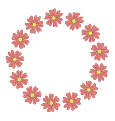 Round Frame With Daisy Flowers And Place For Text