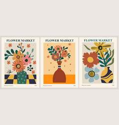 Set Of Abstract Flower Market Posters