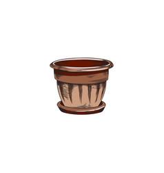 Ceramic Flower Pot With Saucer Hand Drawn Sketch