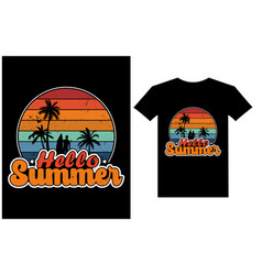 Hello Summer Retro Vintage T Shirt Design